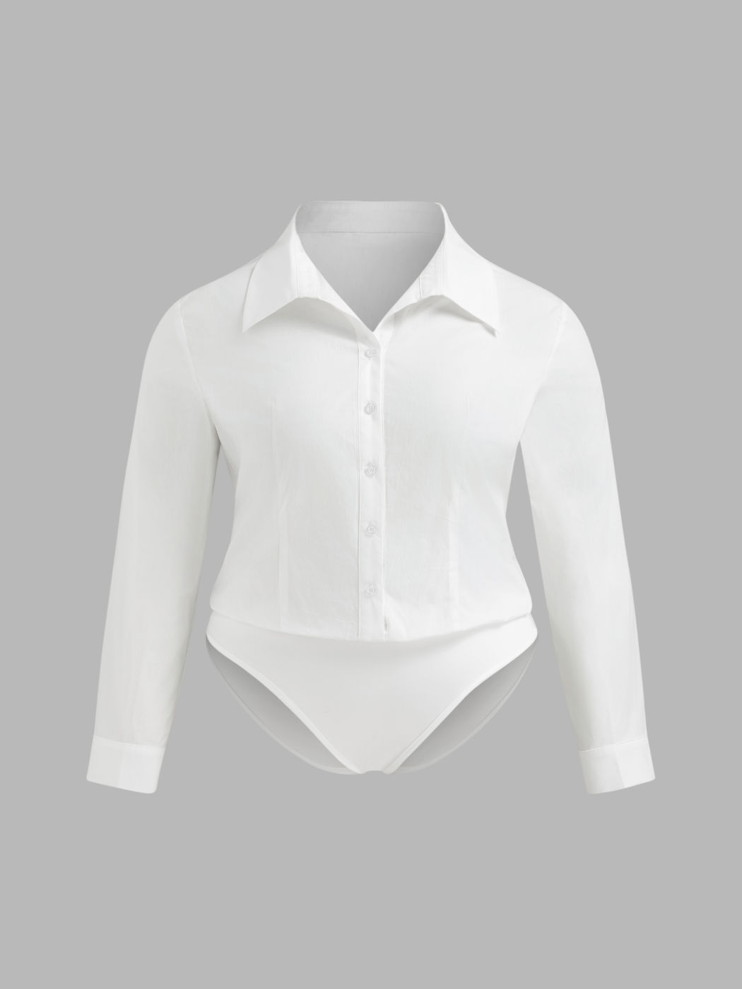 Cotton Collar Shirt Bodysuit Curve & Plus