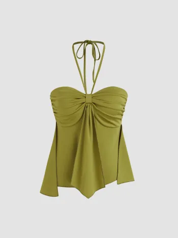 Halter Neckline Knotted Cami Top