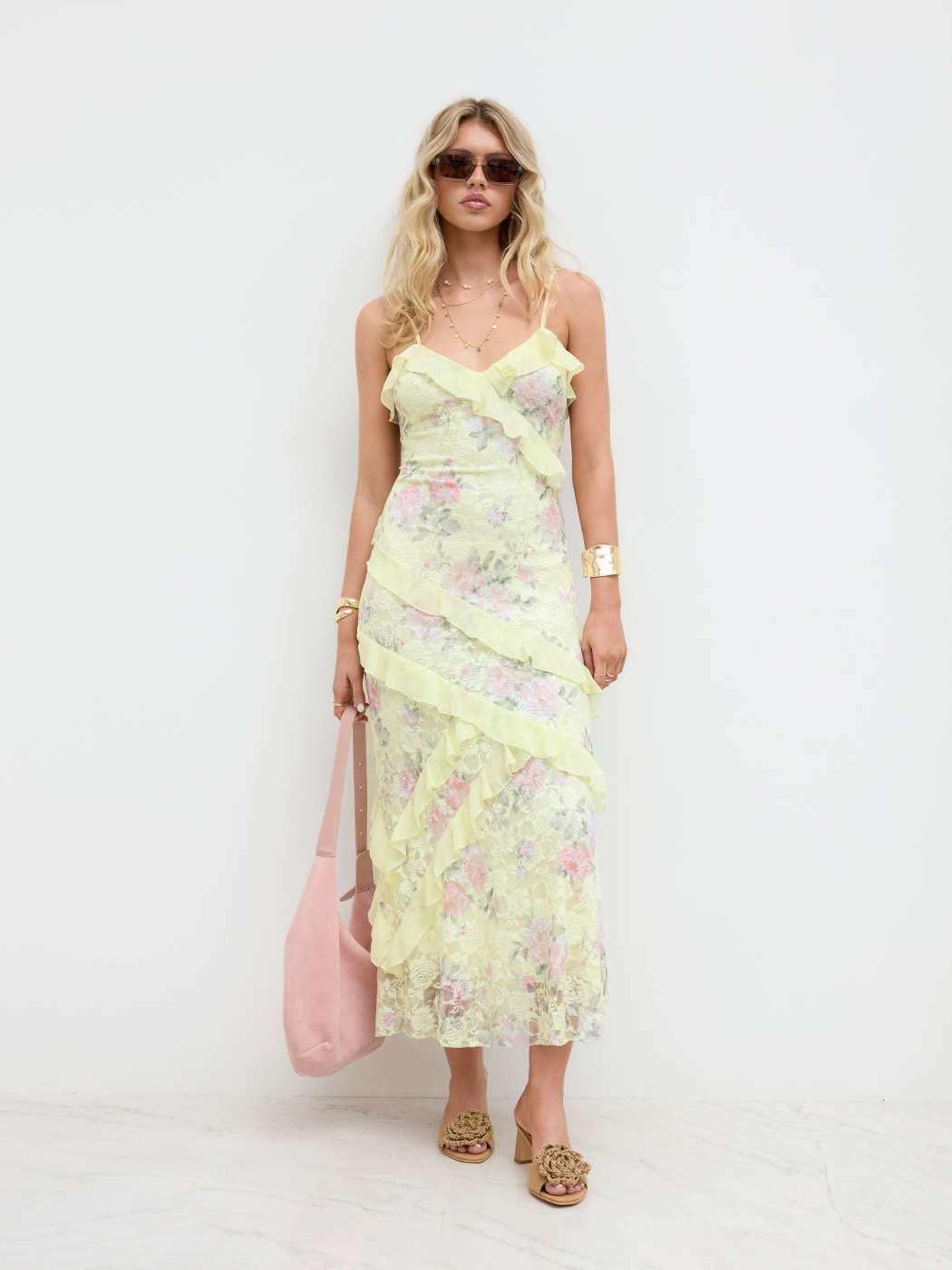 Floral Cami Shopstyle Forever 21 Floral Print Maxi Dress Cider Sexy Lace  V-Neck Floral Ruffle