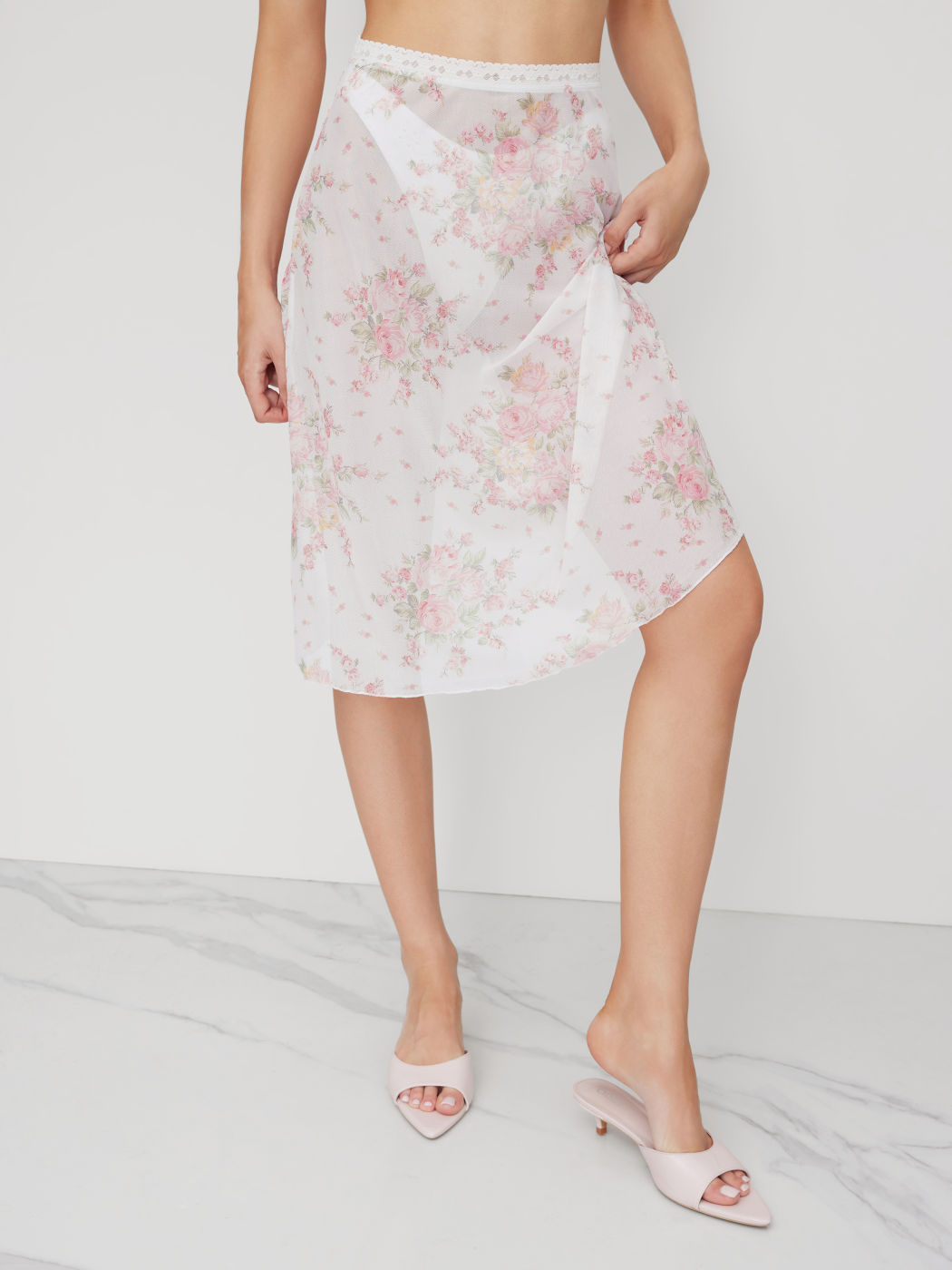 Mesh Blumen-Latentrimm-Cover-Up-Skirt