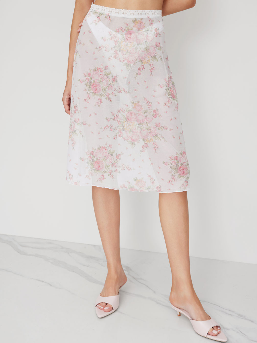 Mesh Blumen-Latentrimm-Cover-Up-Skirt