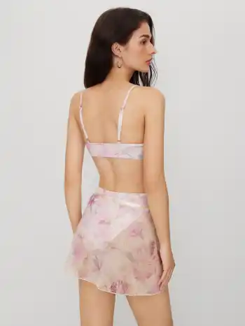 Shaping Floral Cut Out One Piece Swimsuit With Sarong