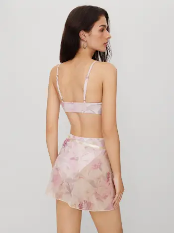 Costume da bagno intero con taglio floreale e pareo