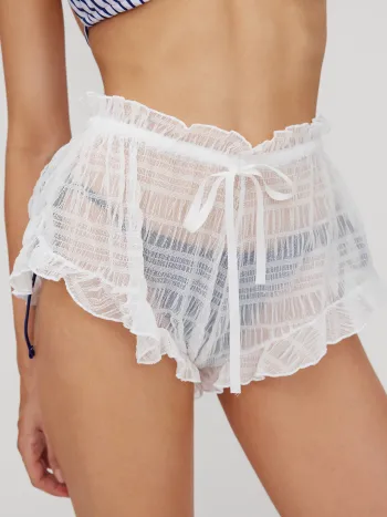 Knotted Lettuce Trim Cover Up Shorts