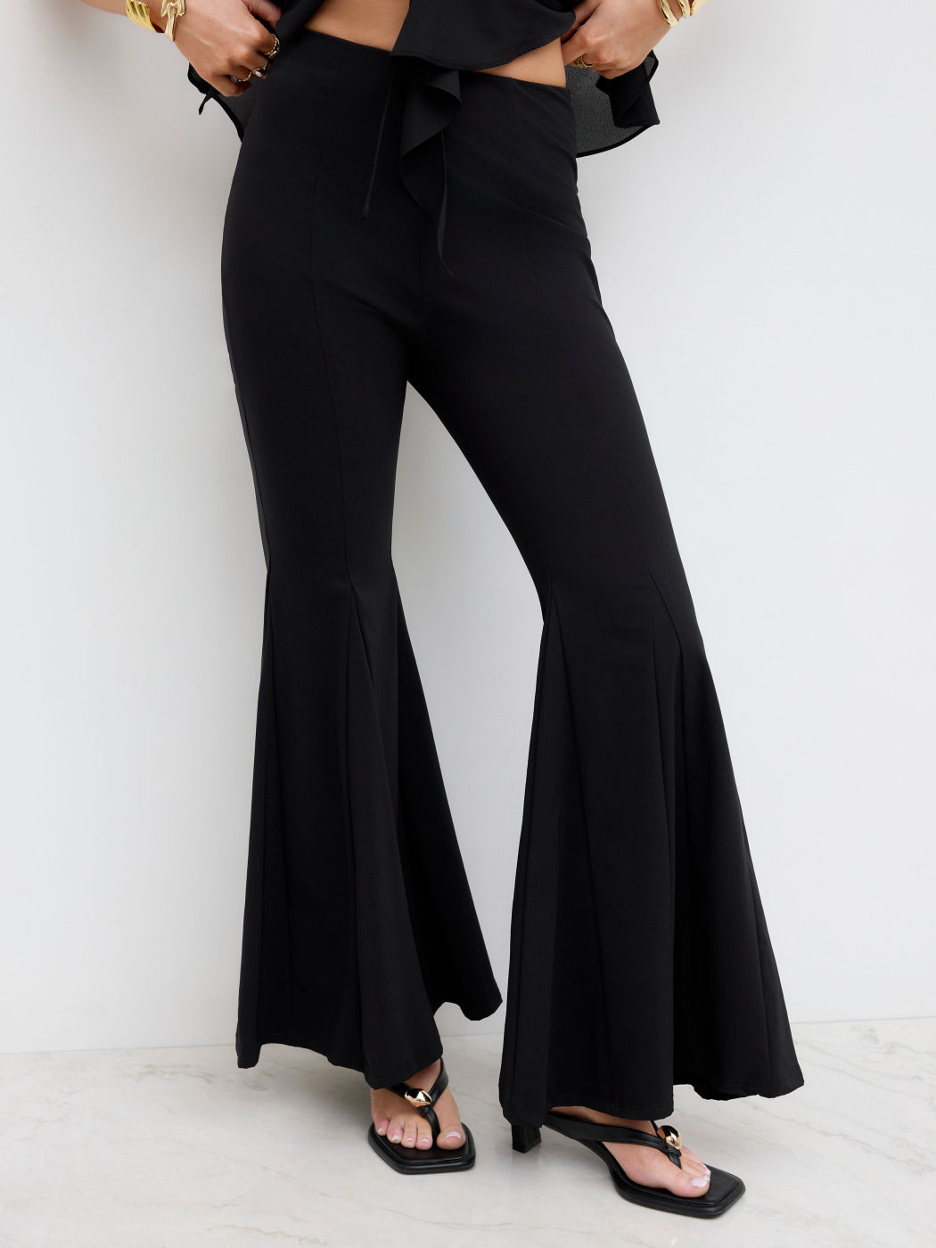 Mid Rise Flared Trousers