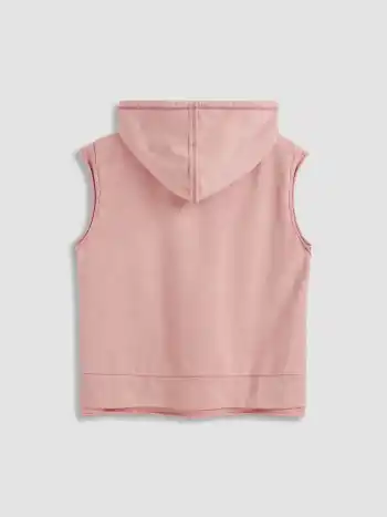 Terry Drawstring Sleeveless Hoodie