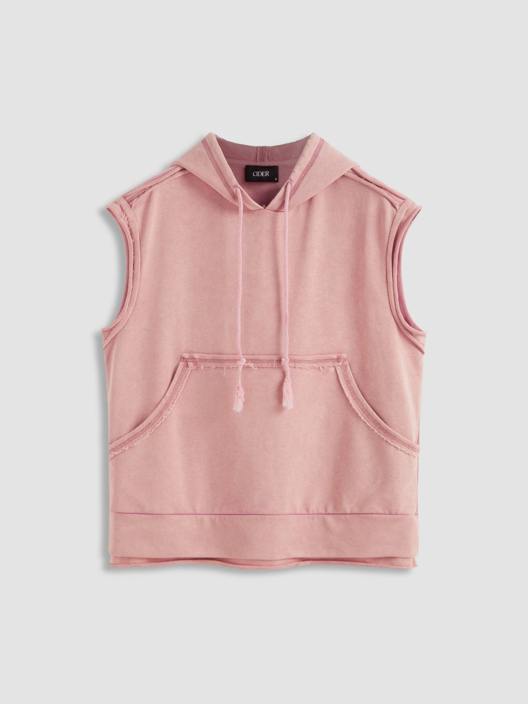 Terry Drawstring Sleeveless Hoodie