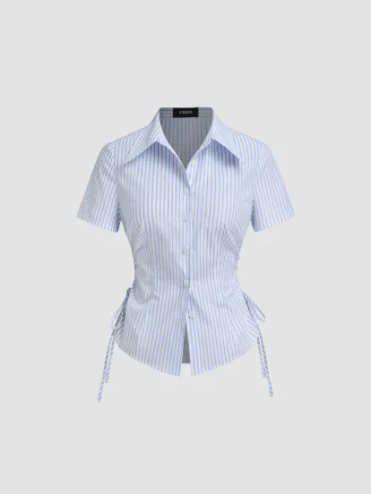 Square Neck Ruched Top & Elastic Waist Trousers Matching Set