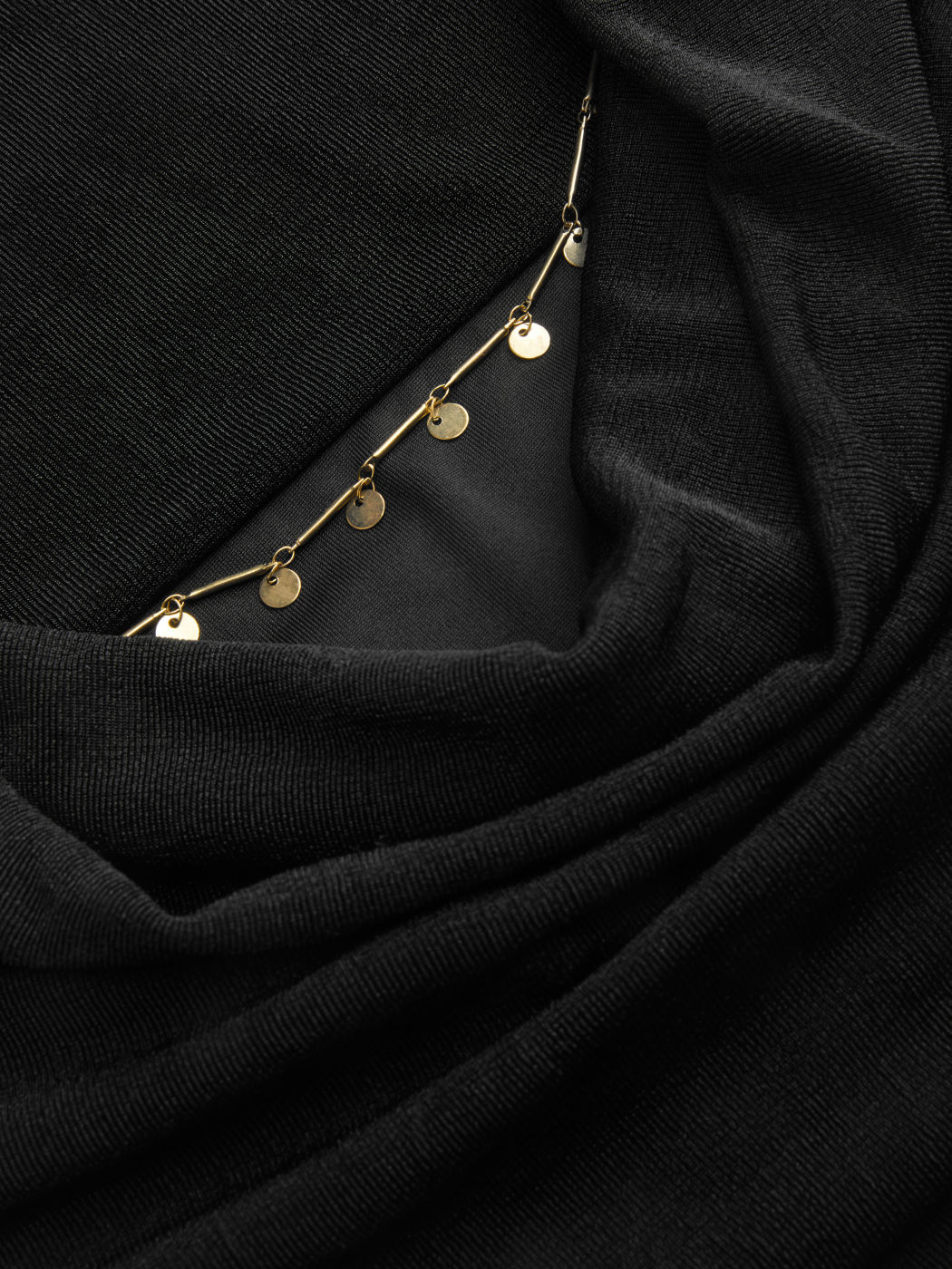 Cowl Neck Backless Chain Detail Ruched Cami MIni Dress