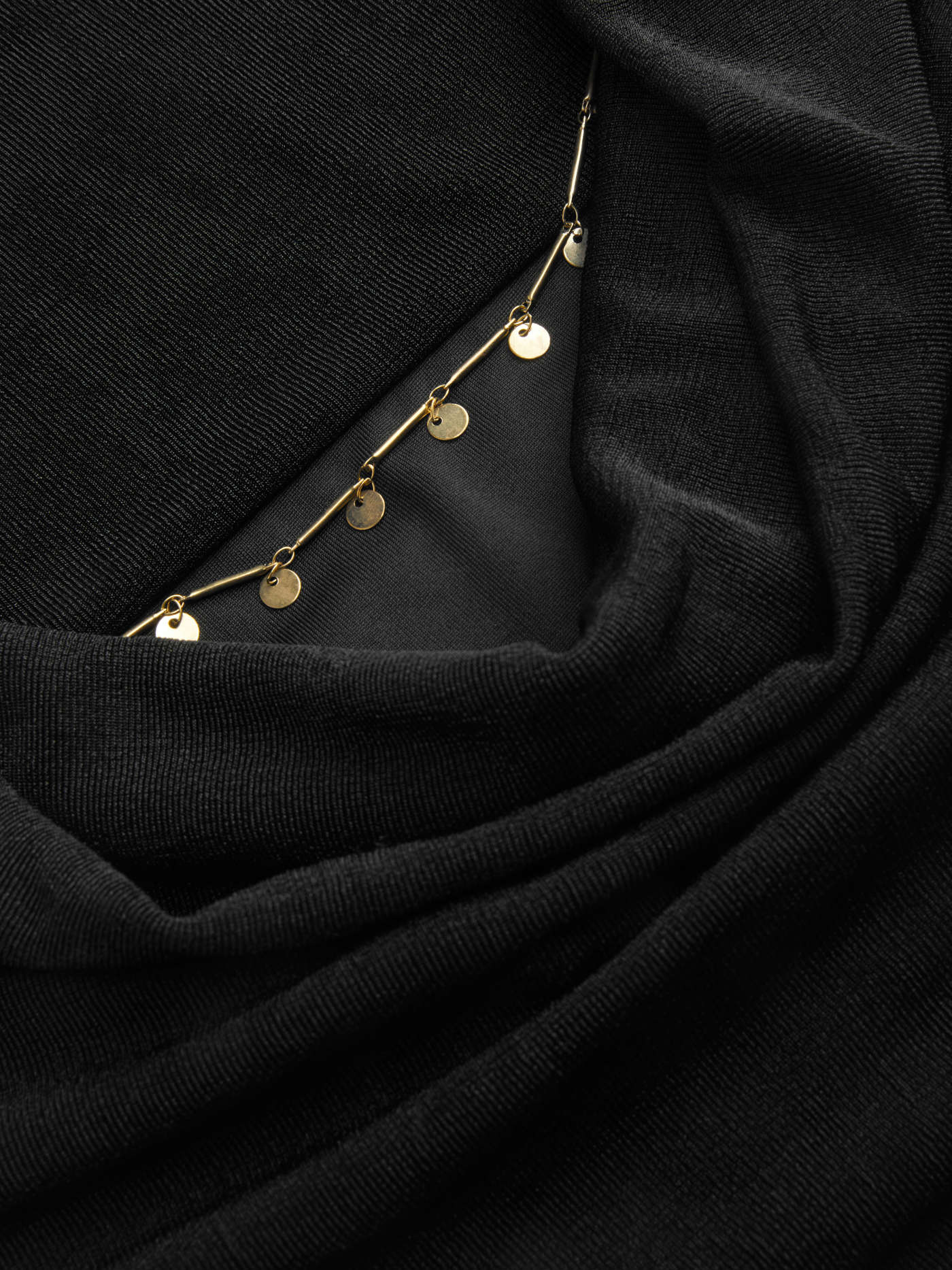 Cowl Neck Backless Chain Detail Ruched Cami MIni Dress