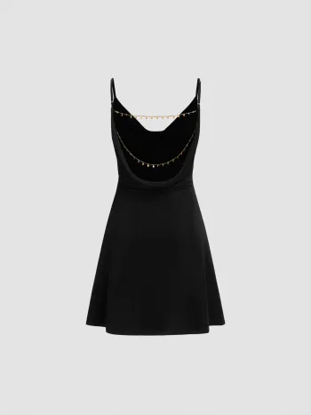 Cowl Neck Backless Chain Detail Cami Top