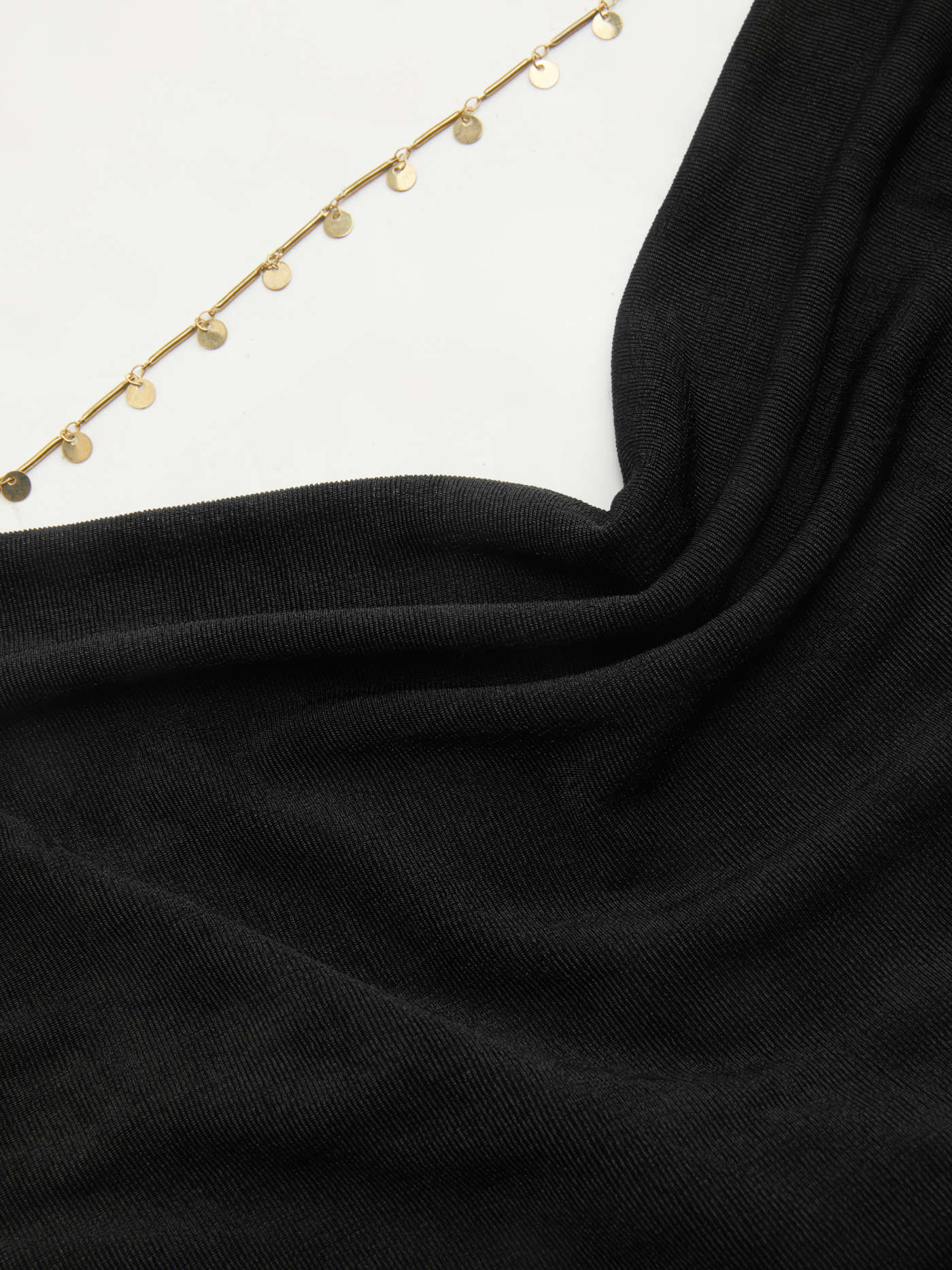 Cowl Neck Backless Chain Detail Ruched Cami MIni Dress