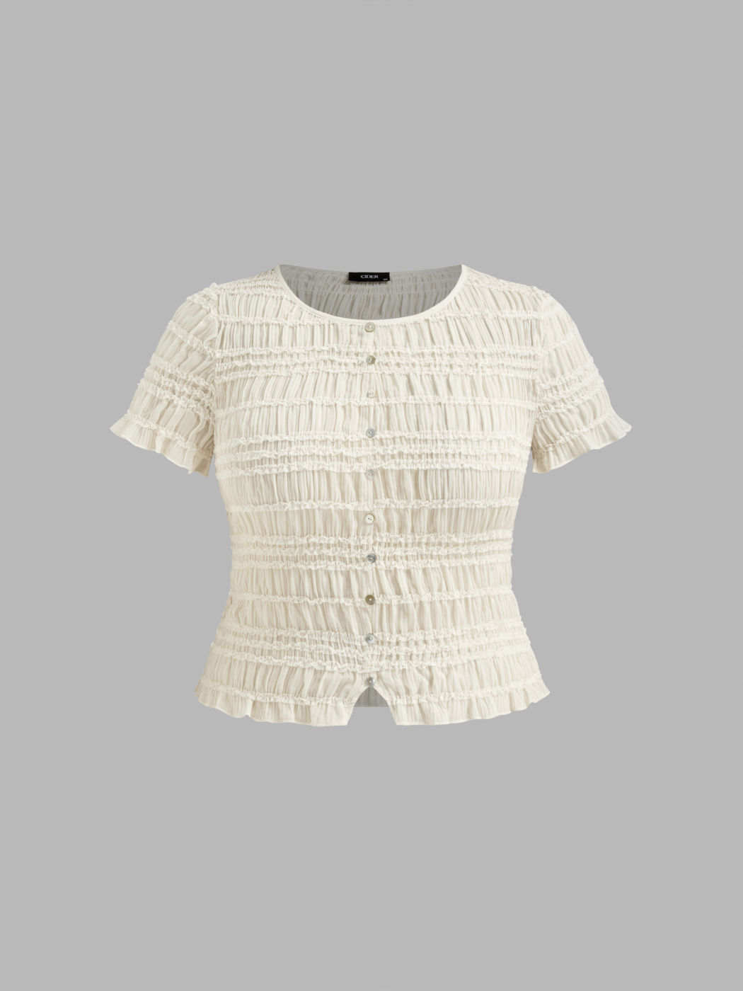 Blusa a maniche corte con bottoni e arricciatura taglie Curve & Plus