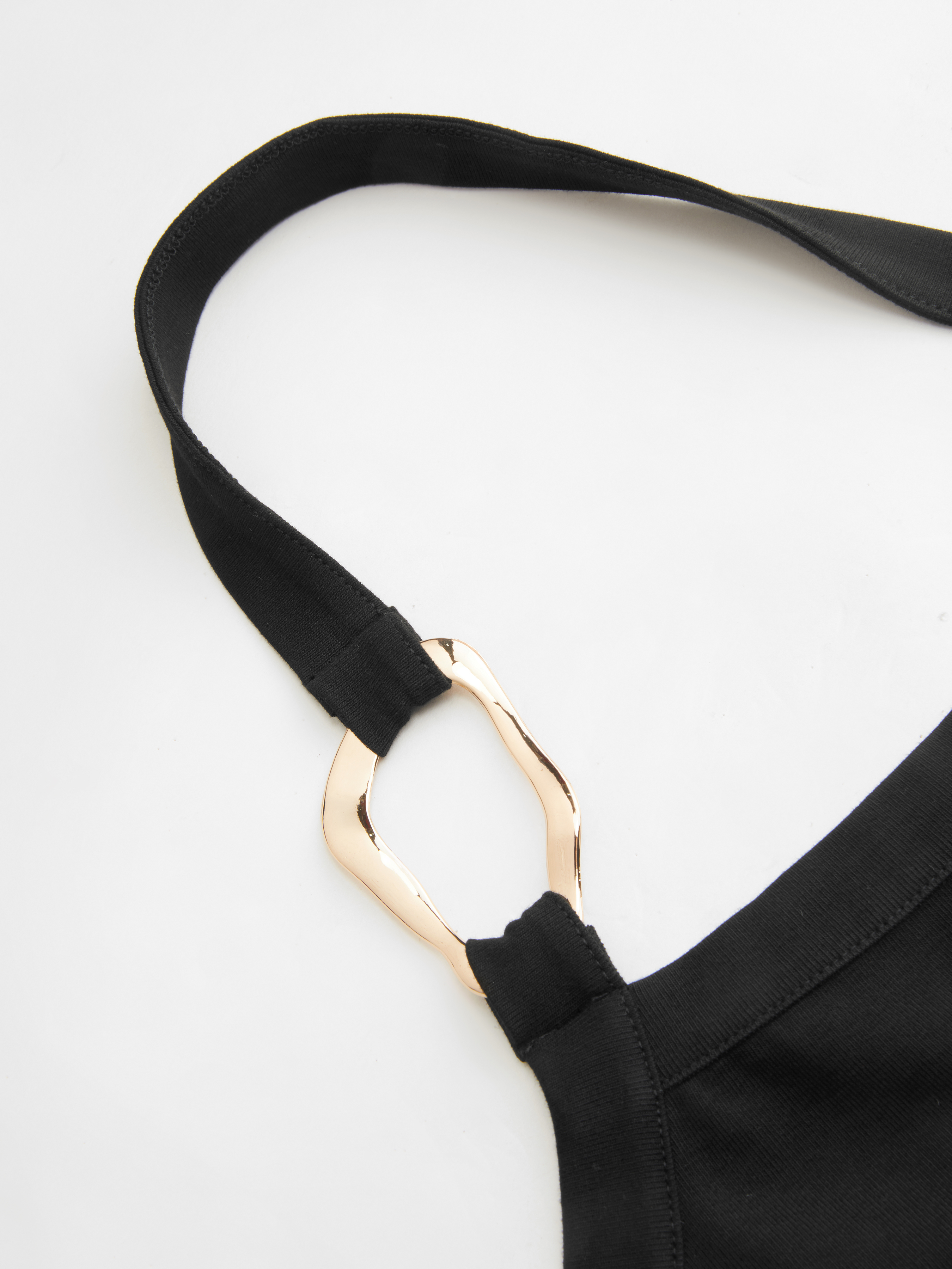Halter Neckline Buckle Asymmetrical Hem Cami Top