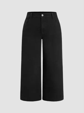 High Stretch Denim Mid Rise Zipper Straight Leg Jeans Curve & Plus