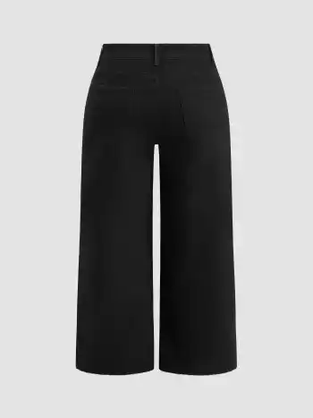 High Stretch Denim Mid Rise Zipper Straight Leg Jeans Curve & Plus