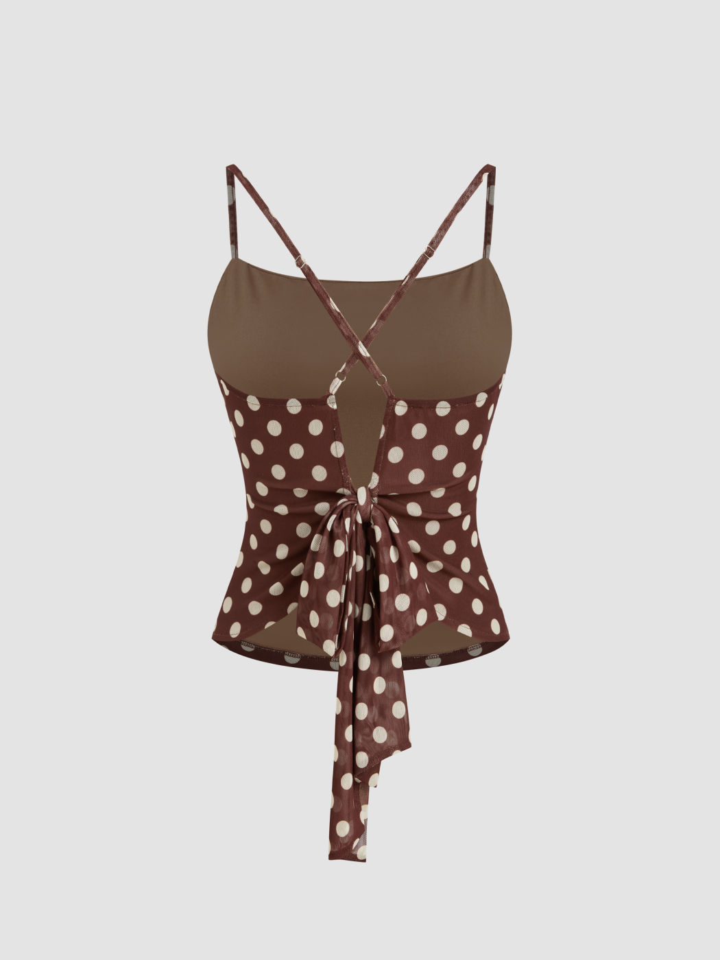 Polka Dot Criss Cross Tie Back Bowknot Cami Top