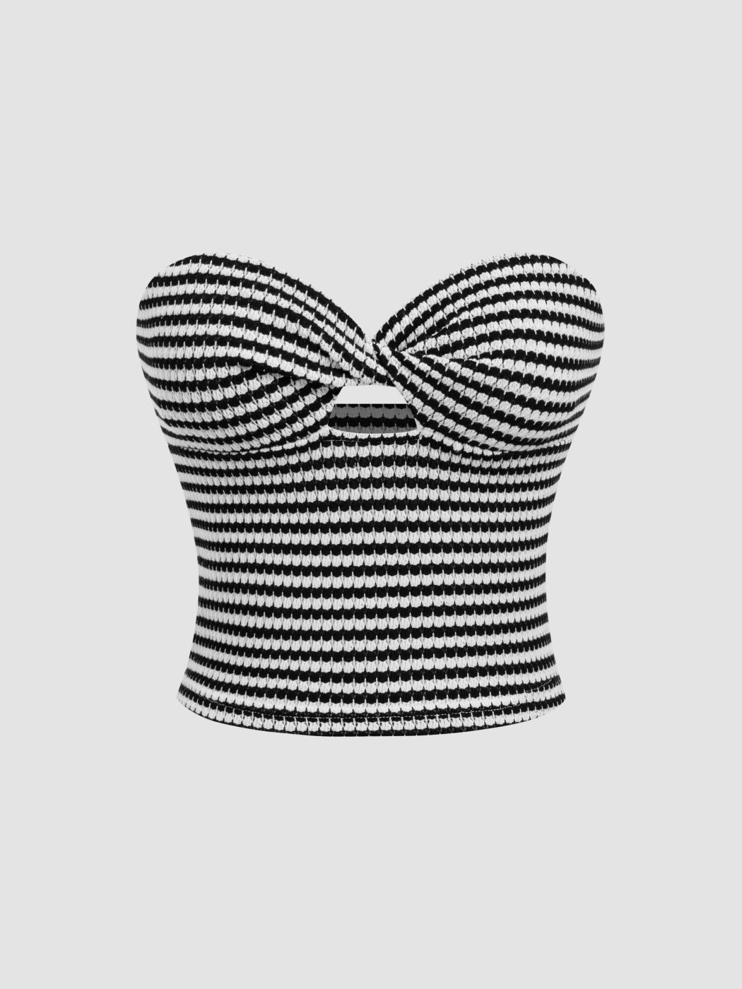 Stripes Twist Cut Out Bandeau Crop Top