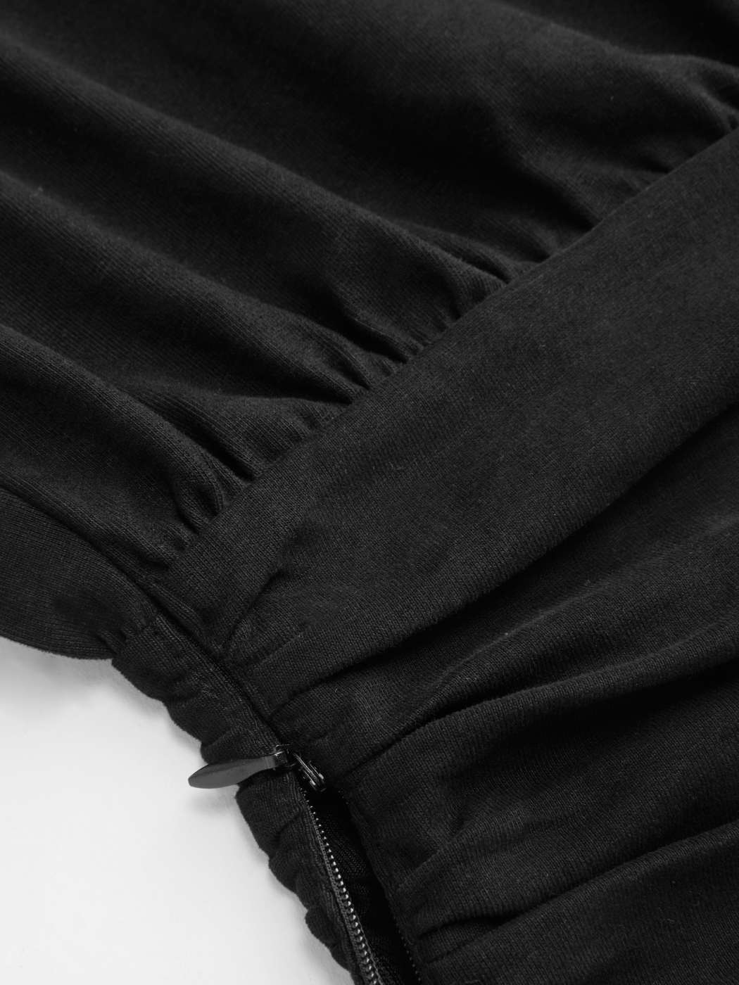 Knit Fabric Cotton-blend Asymmetrical Neck Ruched Tee For Work