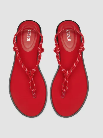 Seil- und Satin-Flachsandalen