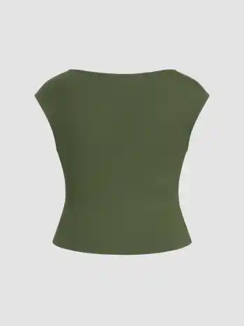 Boat Neck Ruched Tank Top Curve & Plus
