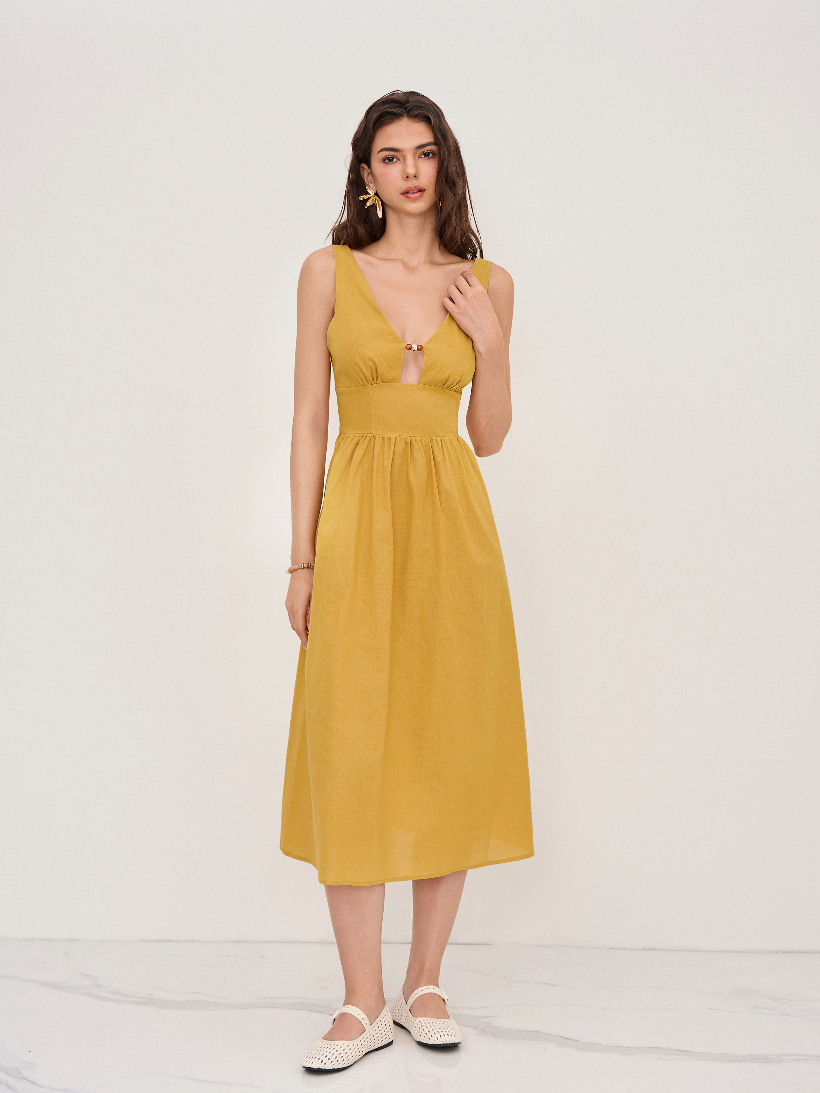 ワンピース eaphi 2way collar jacquard dress eaphi Silk Georgette Crepe Band Collar Dress | EILEEN FISHER
