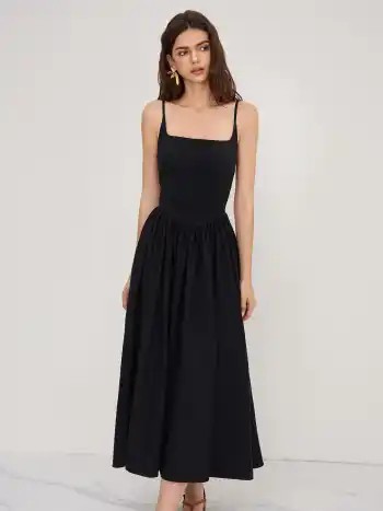 Cotton Linen Scoop Neckline Broderie Anglaise Ruffle Maxi Dress
