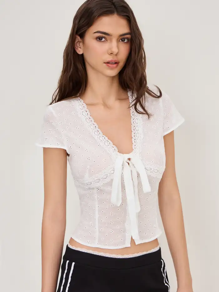 Jacquard Boat Neck Gingham Bowknot Tank Top