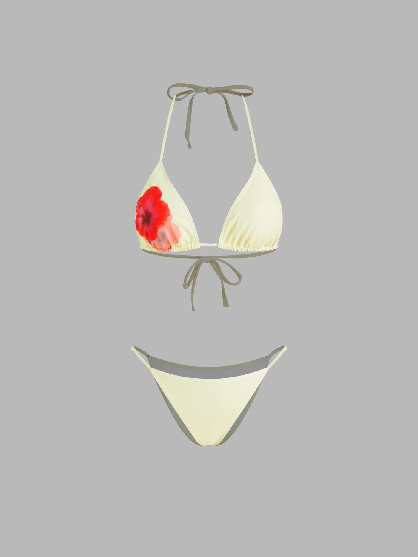 V-Ausschnitt Blumenmuster Gebundener Halter Bikini-Set mit Cover-Up-Skirt