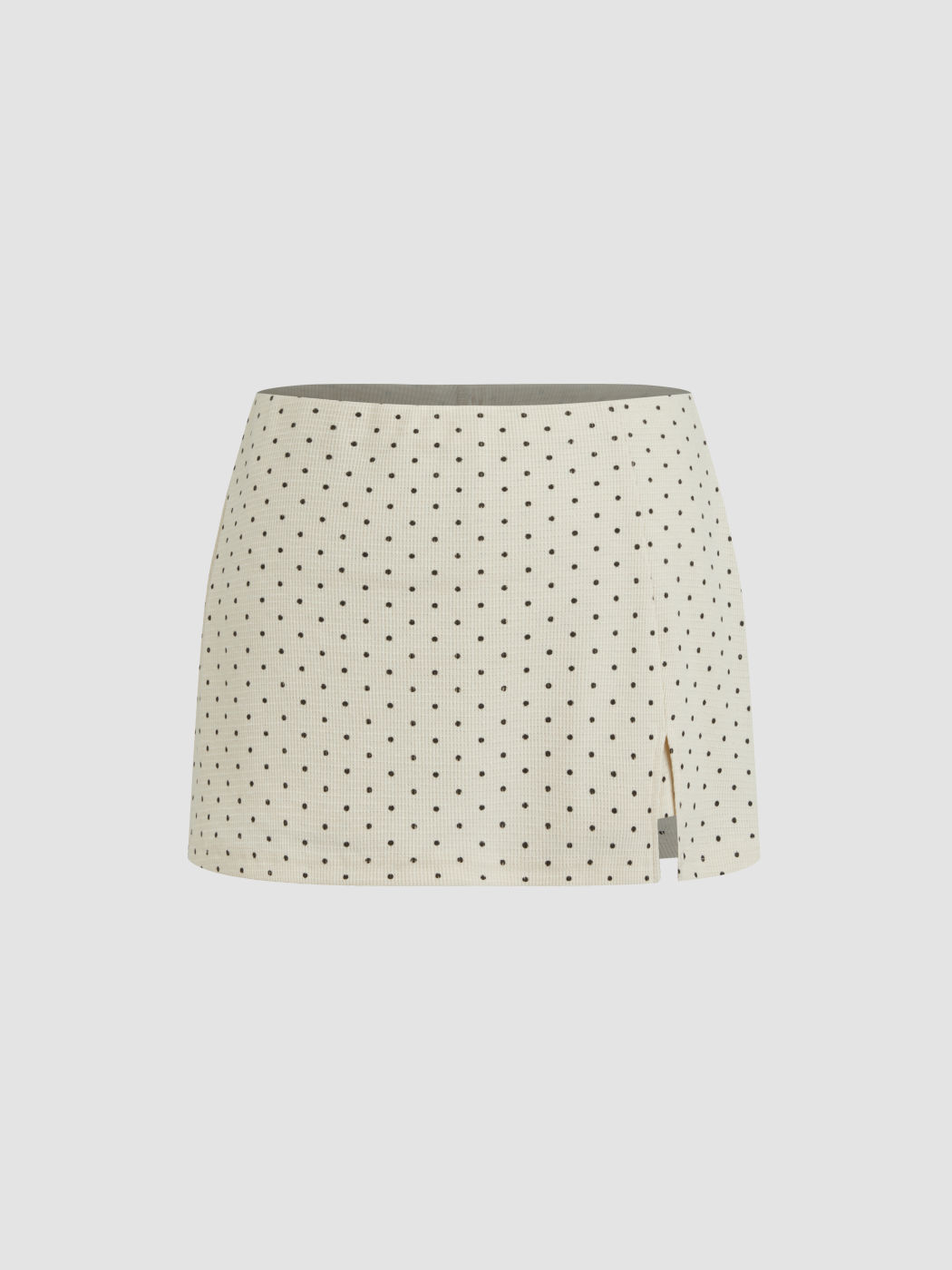 Cotton-blend Polka Dot Split Mini Skirt
