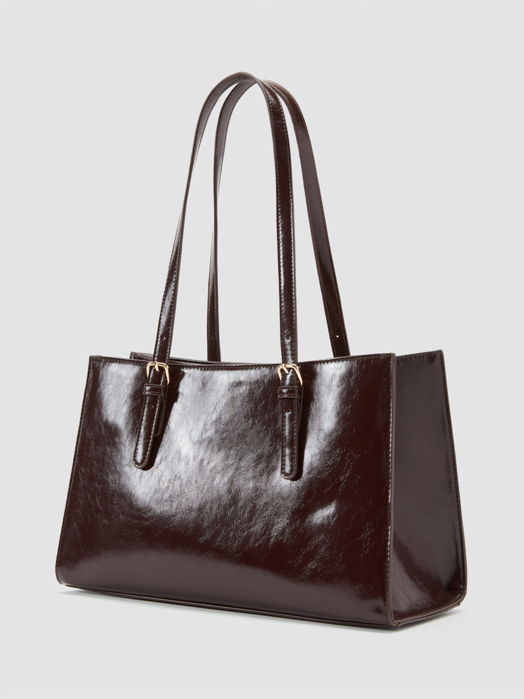 ADJUSTABLE STRAP FAUX LEATHER TOTE BAG