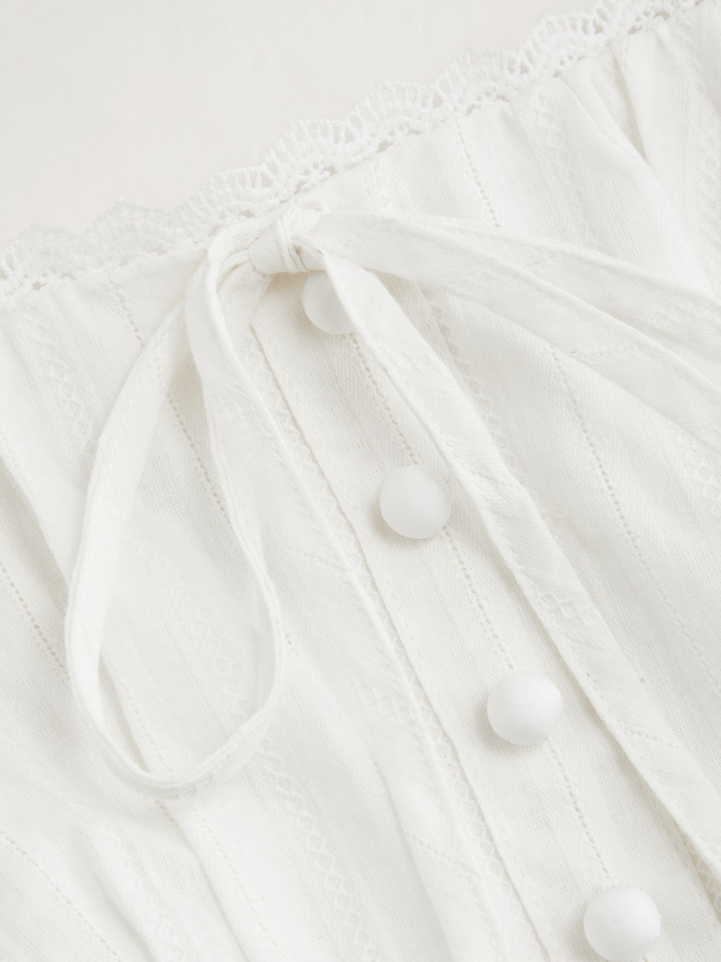100% Cotton Broderie Anglaise Puff Sleeve Crop Blouse