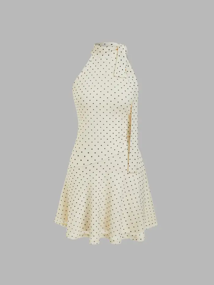Polka Dot Asymmetrical Neck Ruched Romper