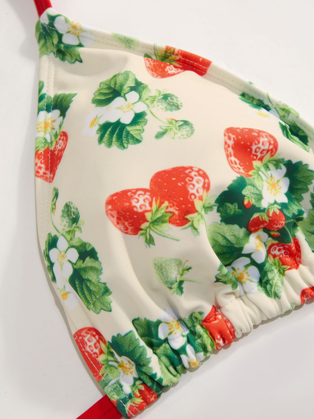 V-neck Strawberry Knotted Halter Tie Side Bikini Set Curve & Plus