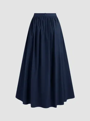 100% cotone Maxi gonna a mezza vita con volant in tinta unita