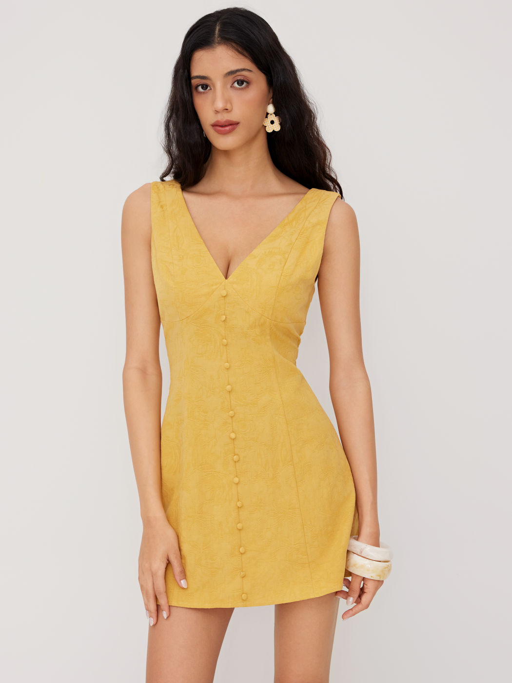 Baumwollkleid mit floraler Stickerei, Mini