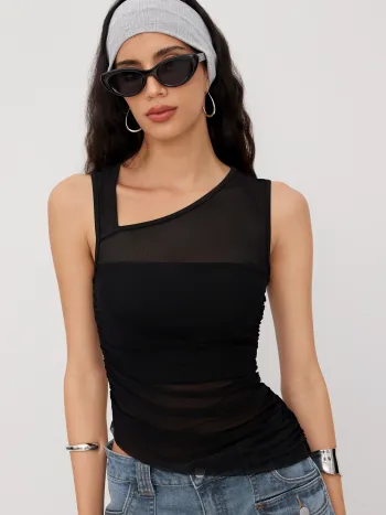 Cotton-blend Polka Dot Broderie Anglaise Trim Rose Cami Top