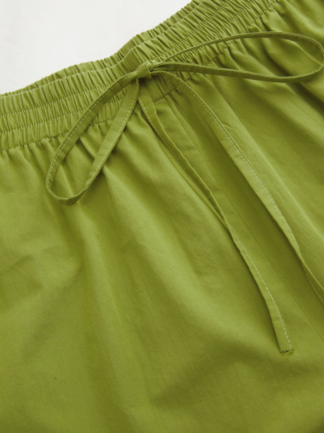 Cotton Mid Rise Drawstring Wide Leg Trousers Curve & Plus
