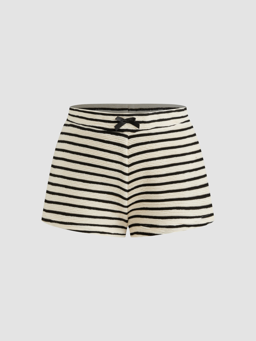 Cotton-blend Mid Rise Stripe Bowknot Micro Shorts