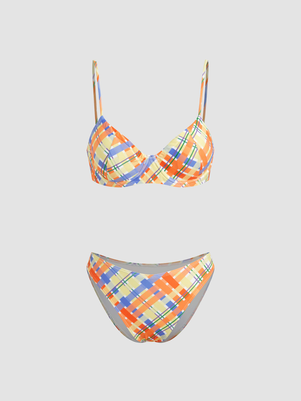 V-Ausschnitt Kastenmuster Unterbügel Cheeky Bikini-Set