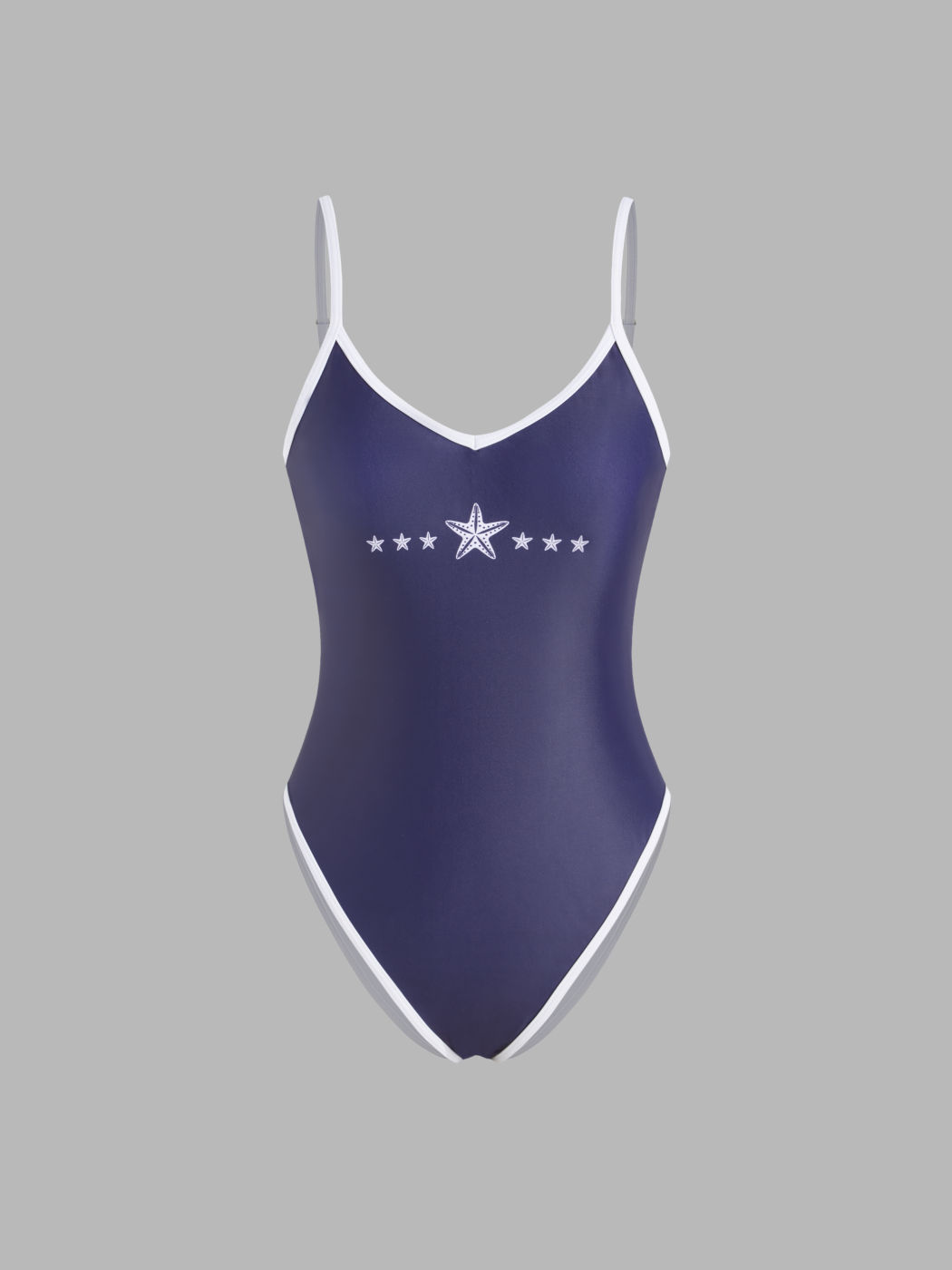 Shaping V-neck Starfish Graphic Contrasting Binding One Piece Swimsuit