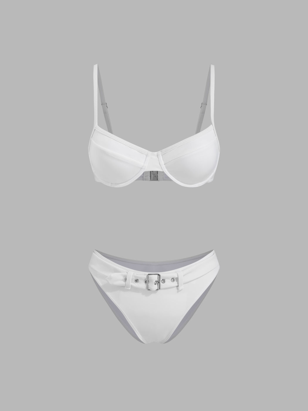 V-neck Belted Underwire Cheeky Bikini Set