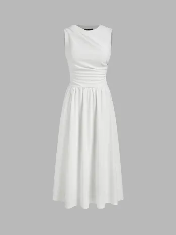 Maxikleid mit Rundhalsausschnitt und Aufsätzen