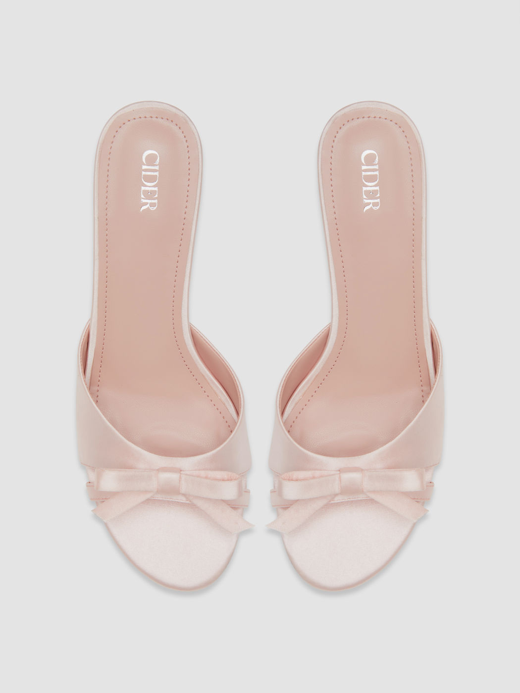 TWO-TONE BOWKNOT SATIN MID HEEL SANDALS