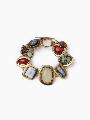 GEOMETRIC GEMSTONE CHAIN BRACELET