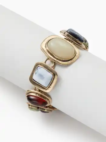 GEOMETRIC GEMSTONE CHAIN BRACELET