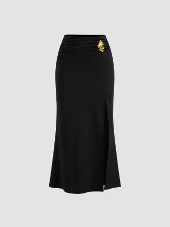 Mittlerer Bund, geteilt, Metallakzente, geruchtes Midiskirt