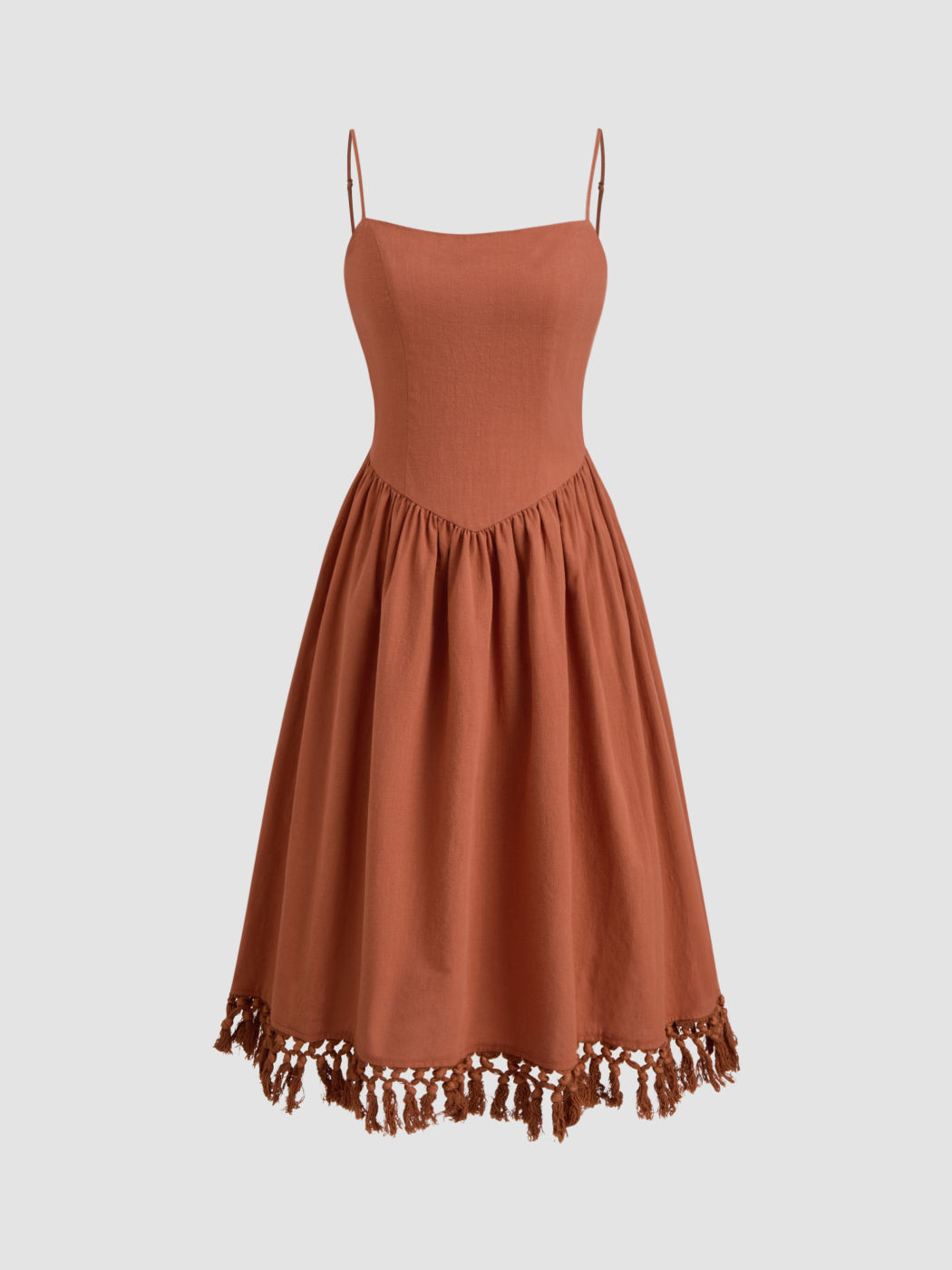 Cotton-blend Fringe Cami Midi Dress