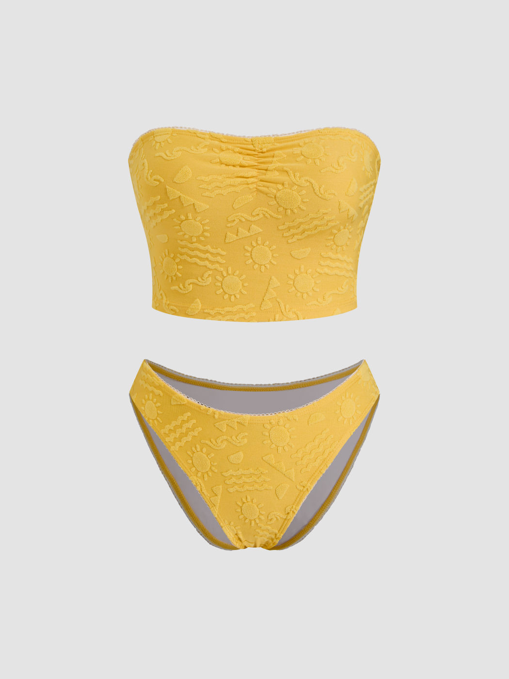 Bandeau Weather Texture Tankini Cheeky Bikini Set