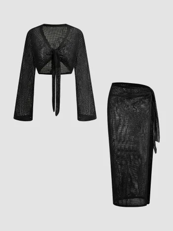 Hollow Out See-through Cover Up Set